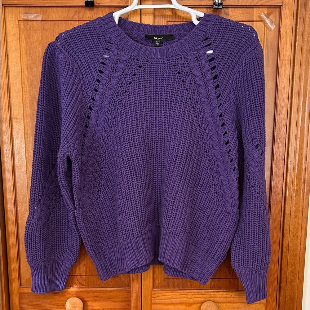 La Joie Deep Purple Knit Sweater Plus 2X NWT Soft Cozy Crewneck Pullover